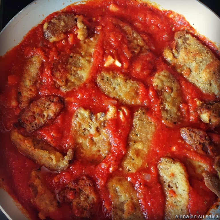 recetas fáciles seitán rebozado con salsa de tomate